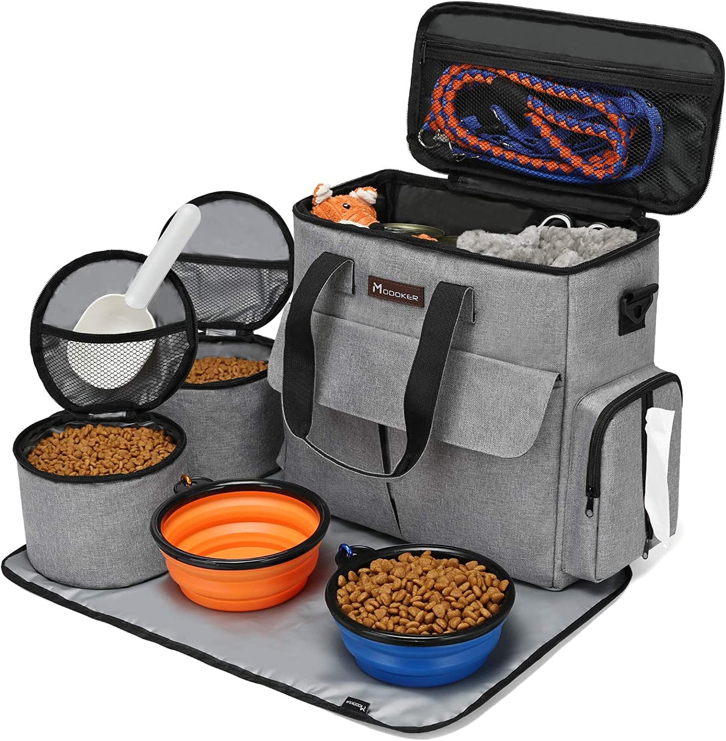 Pet Travel Bag with 2 Collapsible Bowls