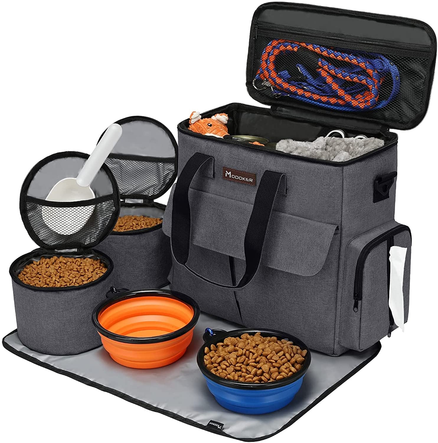 Pet Travel Bag with 2 Collapsible Bowls