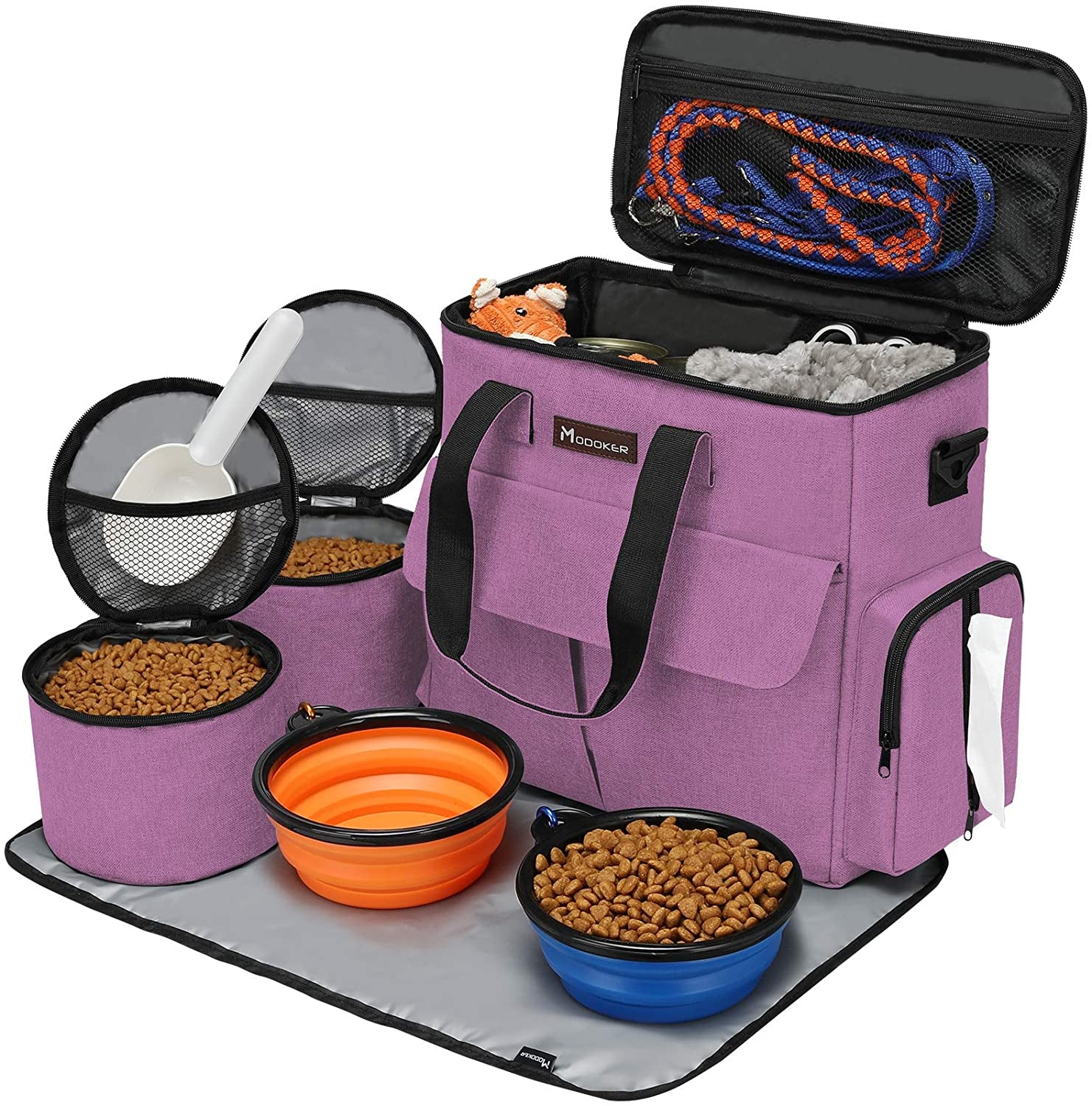 Pet Travel Bag with 2 Collapsible Bowls