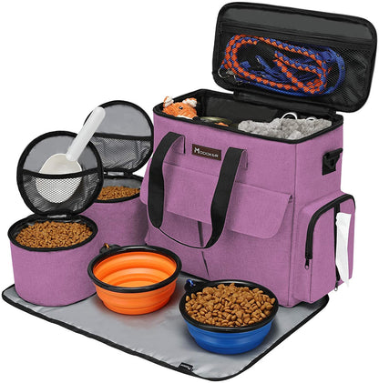 Pet Travel Bag with 2 Collapsible Bowls