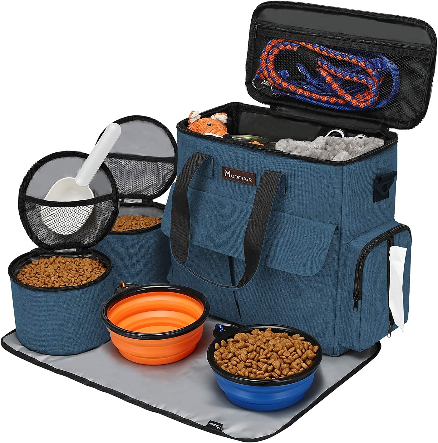 Pet Travel Bag with 2 Collapsible Bowls