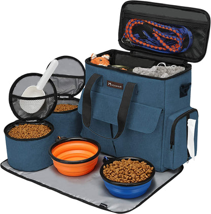 Pet Travel Bag with 2 Collapsible Bowls