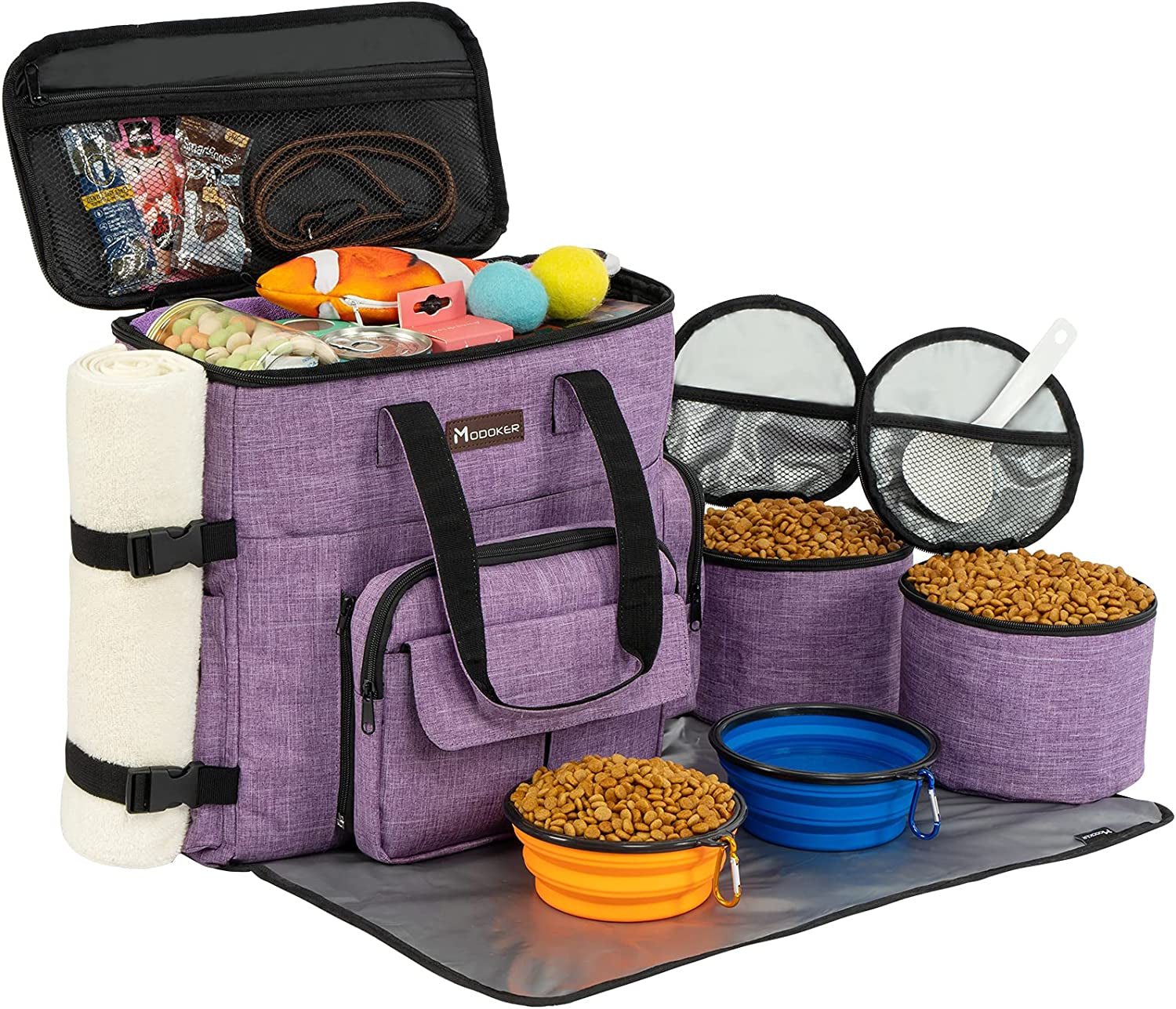 Pet Travel Bag with 2 Collapsible Bowls
