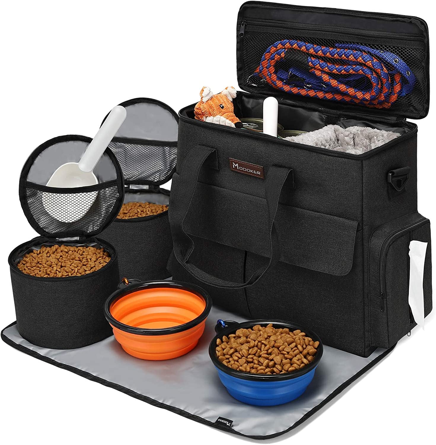 Pet Travel Bag with 2 Collapsible Bowls
